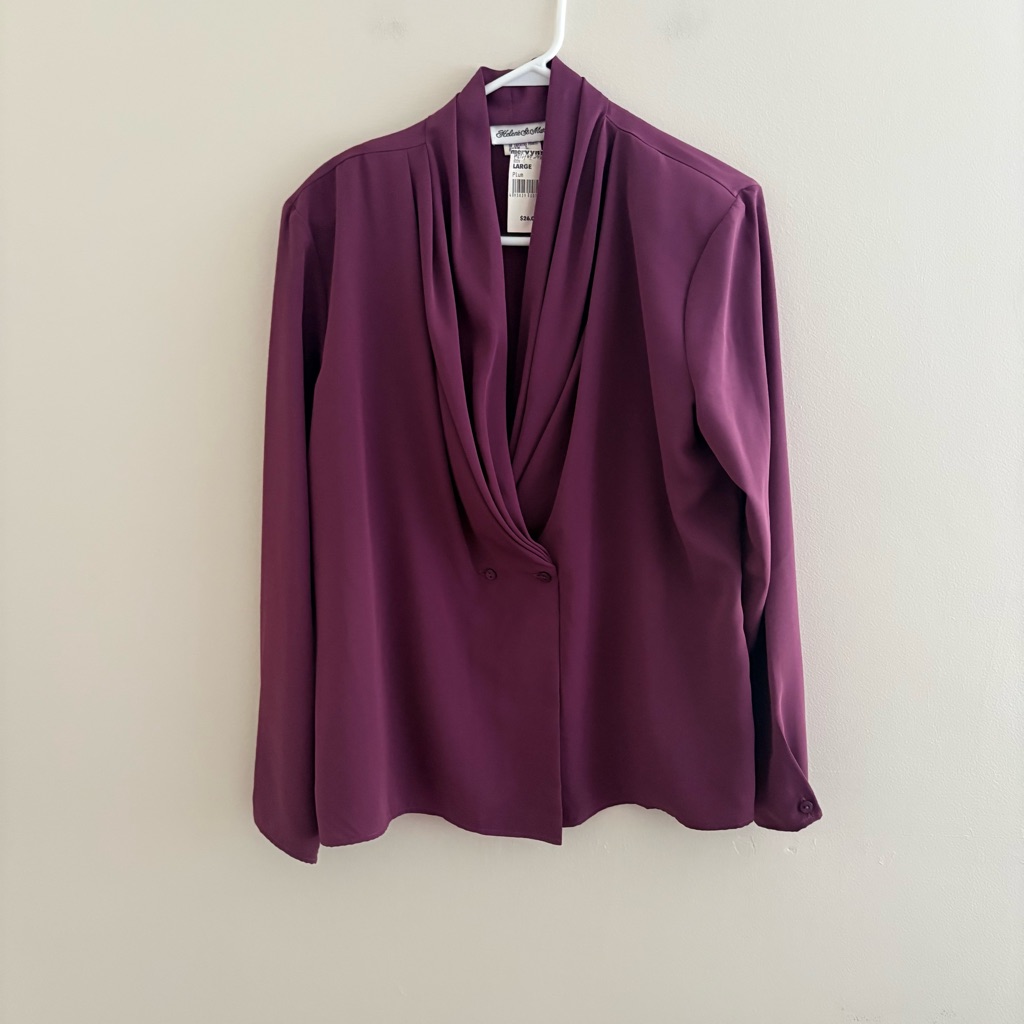 Nwt Vintage Helene St. Marie Elegant Women's Blouse In Deep Purple Large